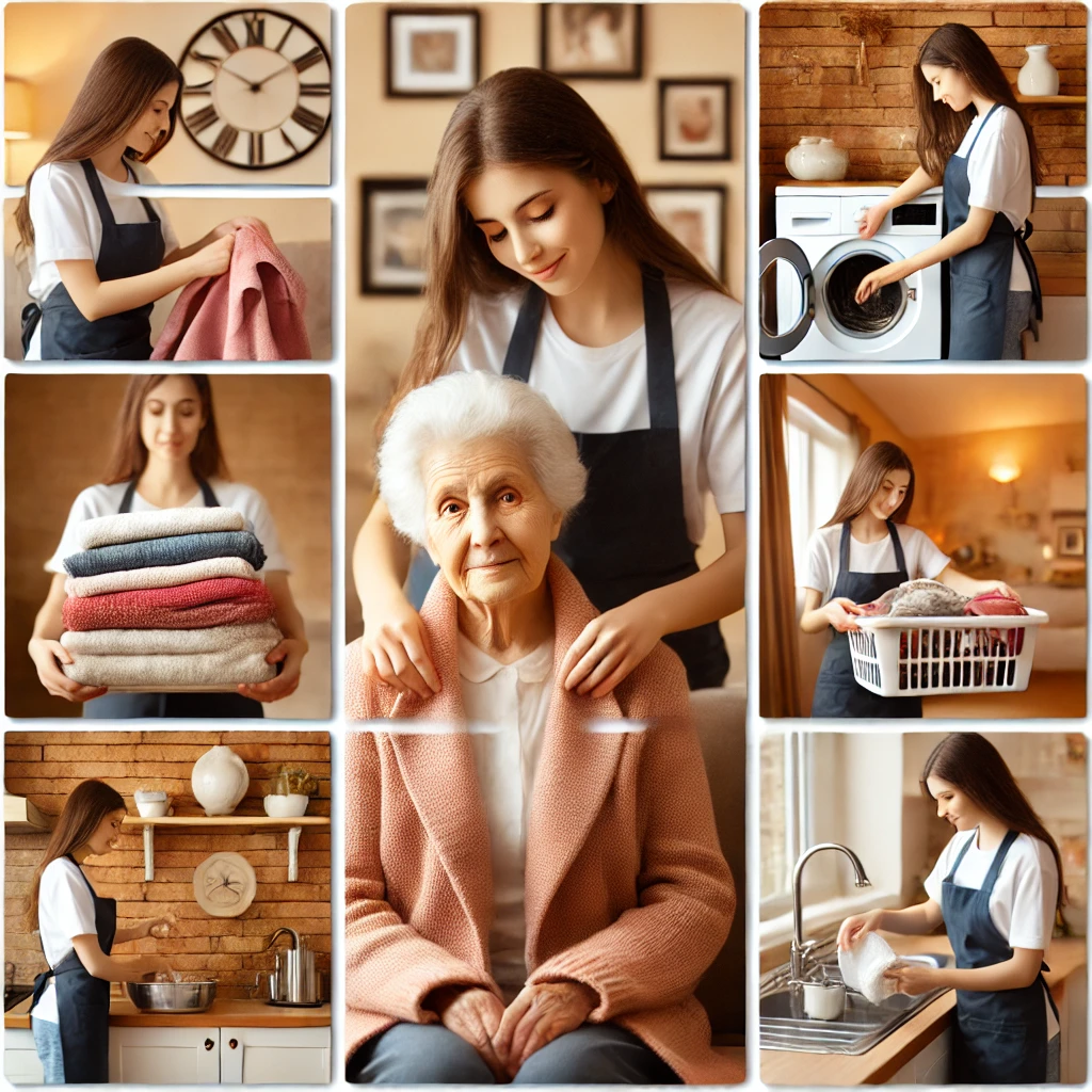 Collage of caregiving services